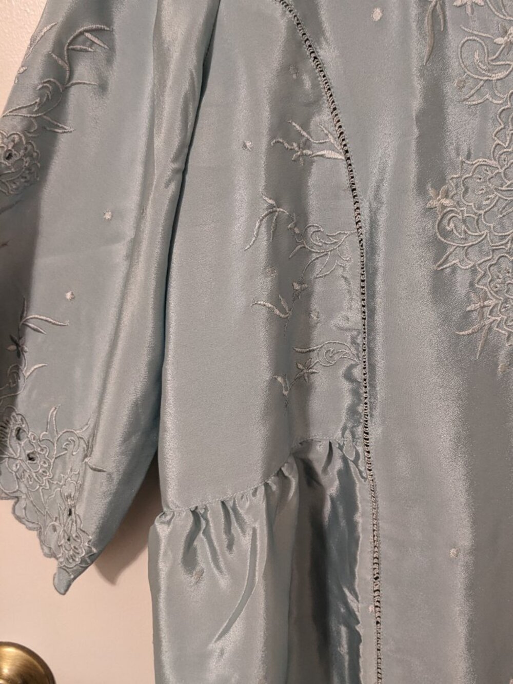 Sandpoint Coldwater Creek Dusty Blue Blouse XL Embroidered Boho Cottagecore - Picture 7 of 13